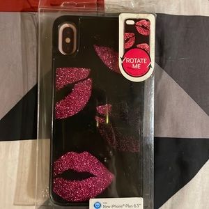 iPhone plus 6.5” phone case with disappearing pink glitter lips BRAND NEW